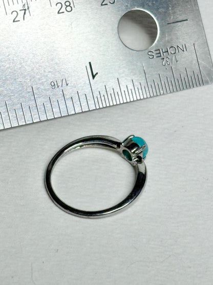 Brazilian Paraiba Tourmaline Solitaire Cabochon Ring in Sterling Silver size 7 - NewLifeJewelryVault