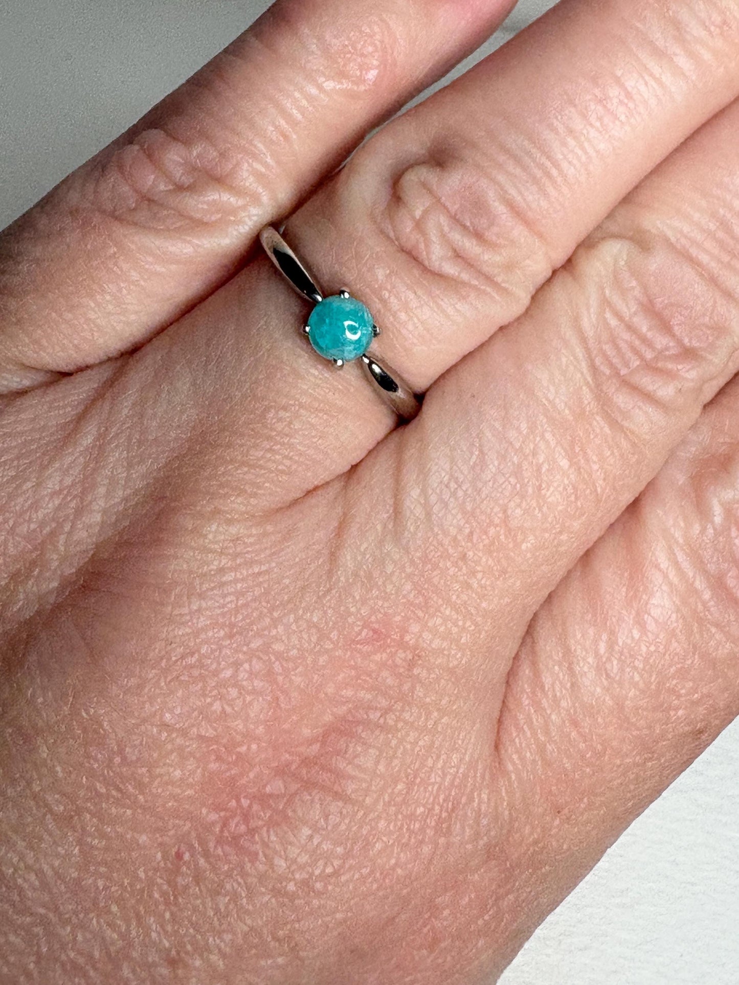 Brazilian Paraiba Tourmaline Solitaire Cabochon Ring in Sterling Silver size 7 - NewLifeJewelryVault