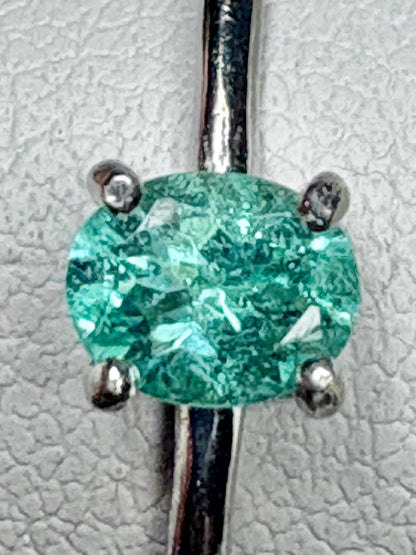 Mozambique Paraiba Tourmaline Solitaire Oval in Sterling Silver size 7 - NewLifeJewelryVault