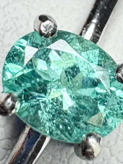 Mozambique Paraiba Tourmaline Solitaire Oval in Sterling Silver size 7 - NewLifeJewelryVault