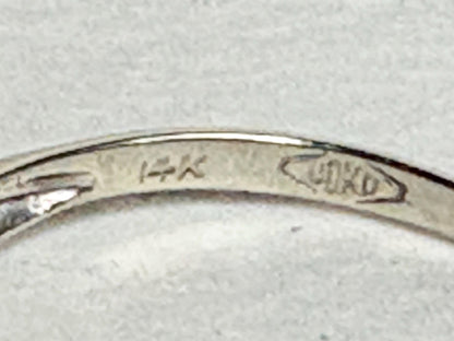 Retro Diamond Solitaire Ring Solid 14k White Gold size 6.75 - NewLifeJewelryVault