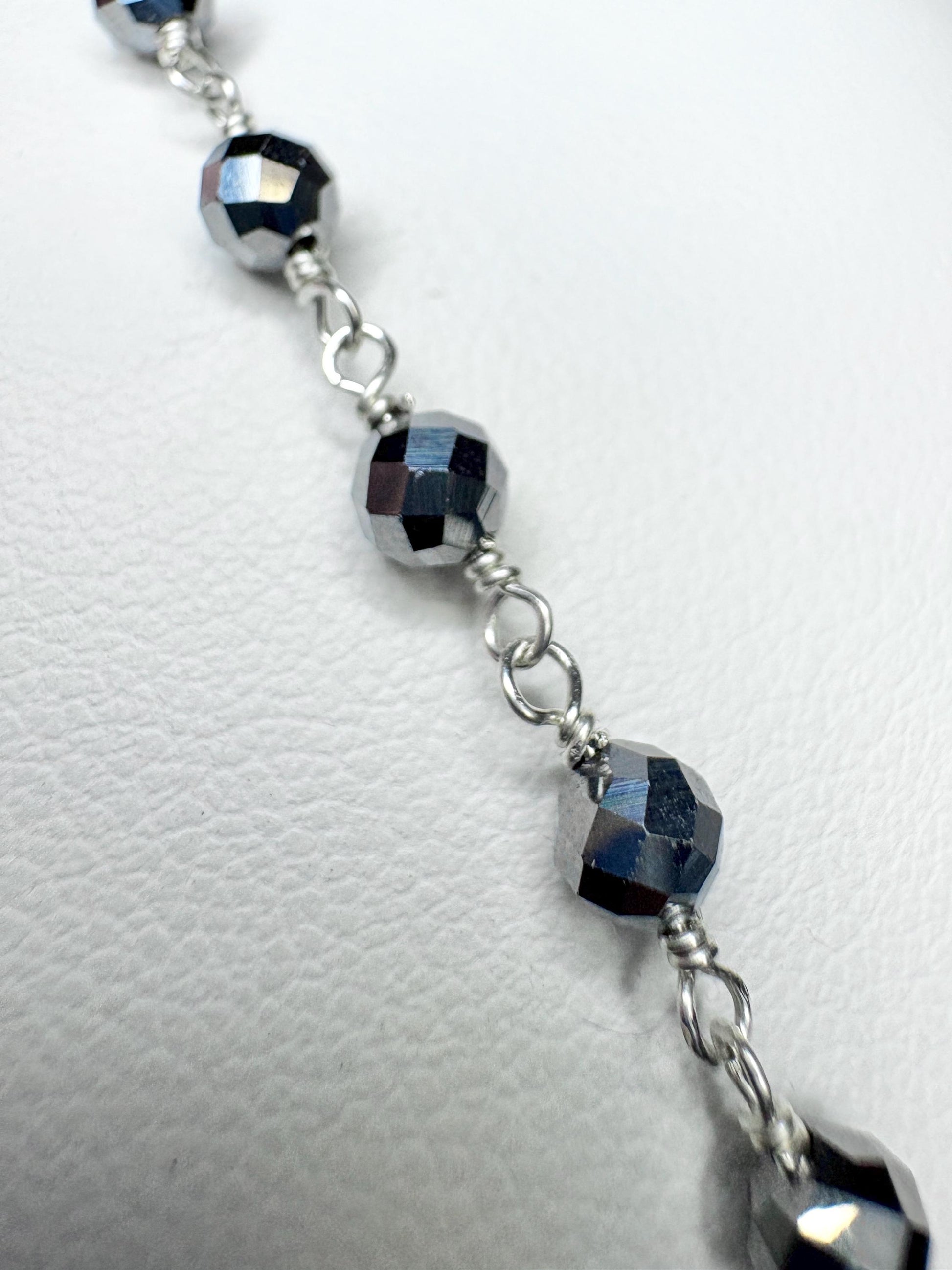 Terahertz Sterling Silver 4mm Faceted Beaded Bracelet 7.5" - NewLifeJewelryVault