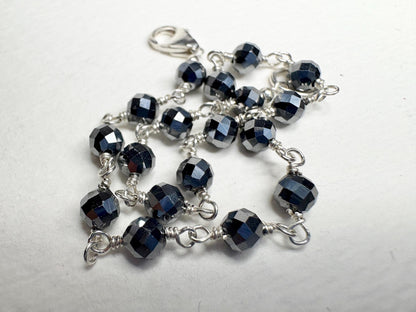 Terahertz Sterling Silver 4mm Faceted Beaded Bracelet 7.5" - NewLifeJewelryVault