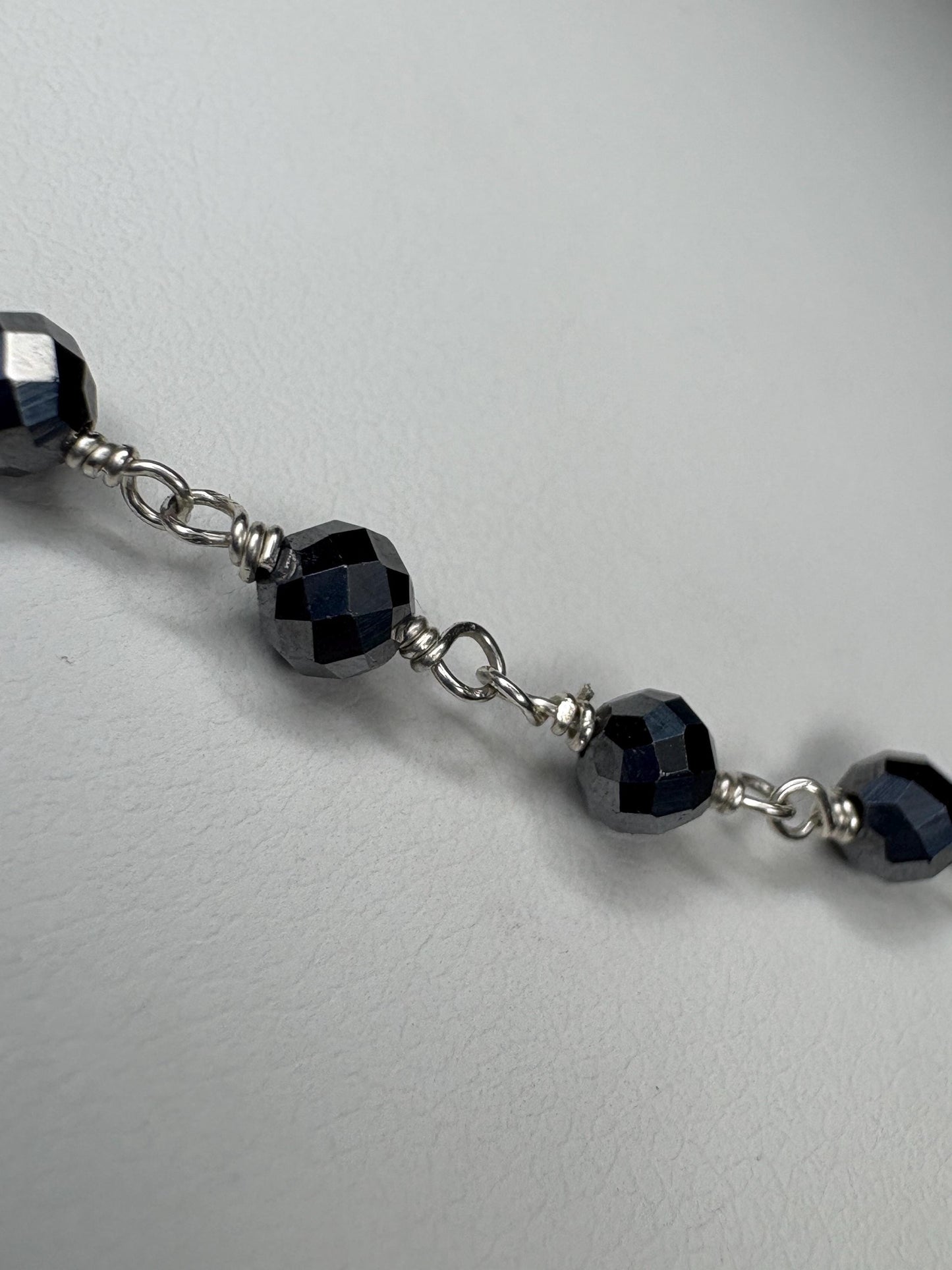 Terahertz Sterling Silver 4mm Faceted Beaded Necklace 18" - NewLifeJewelryVault