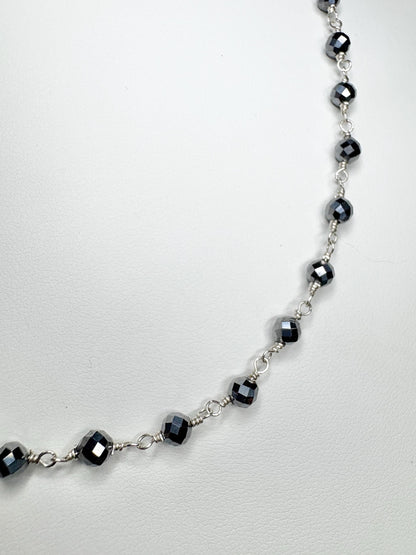 Terahertz Sterling Silver 4mm Faceted Beaded Necklace 18" - NewLifeJewelryVault