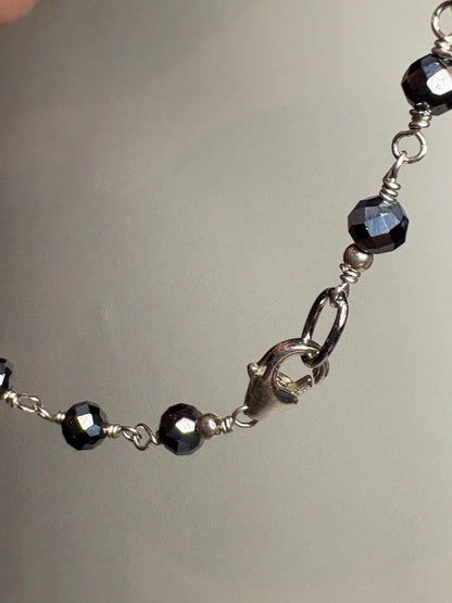 Terahertz Sterling Silver 4mm Faceted Beaded Necklace 18" - NewLifeJewelryVault