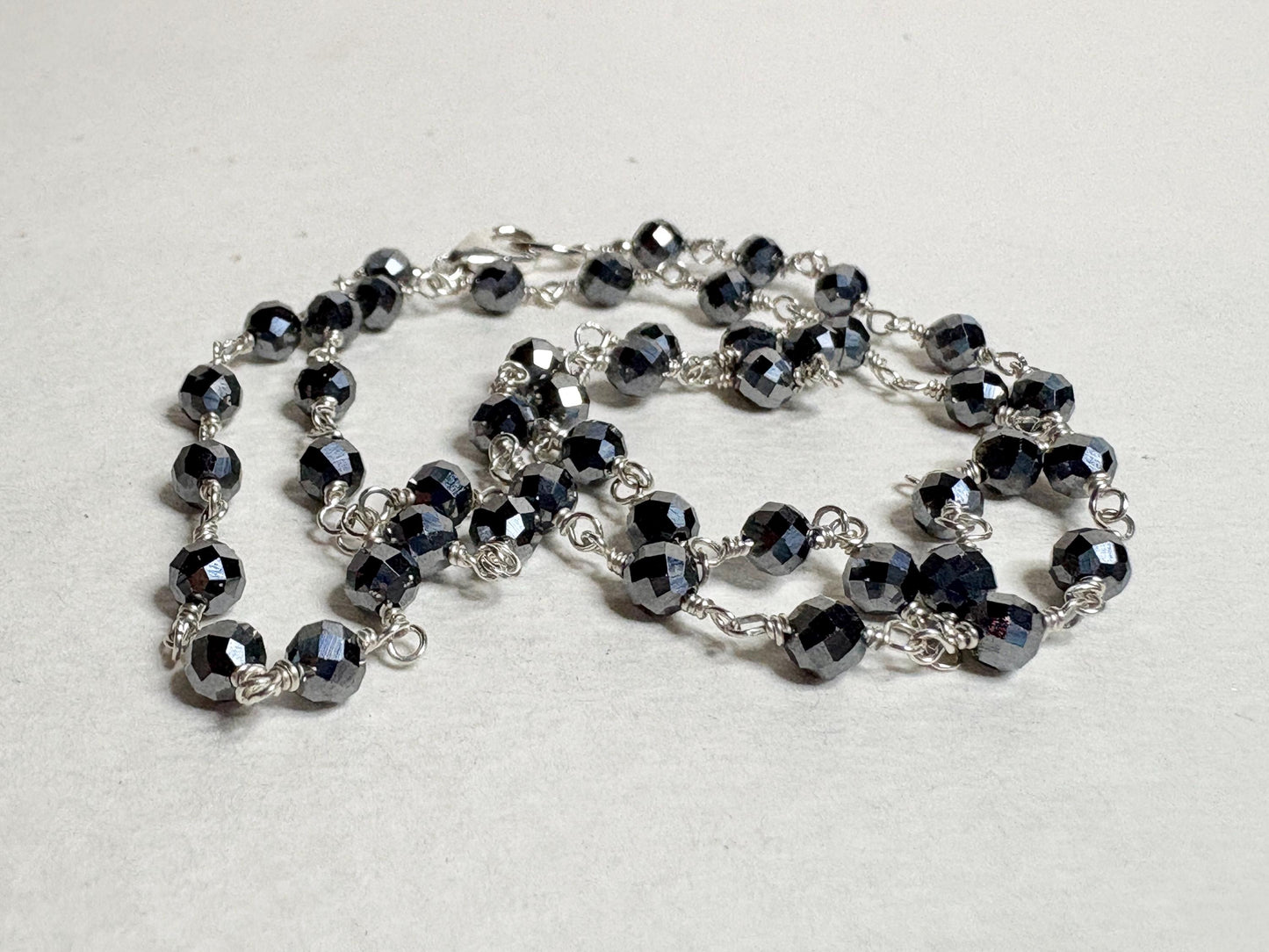 Terahertz Sterling Silver 4mm Faceted Beaded Necklace 18" - NewLifeJewelryVault