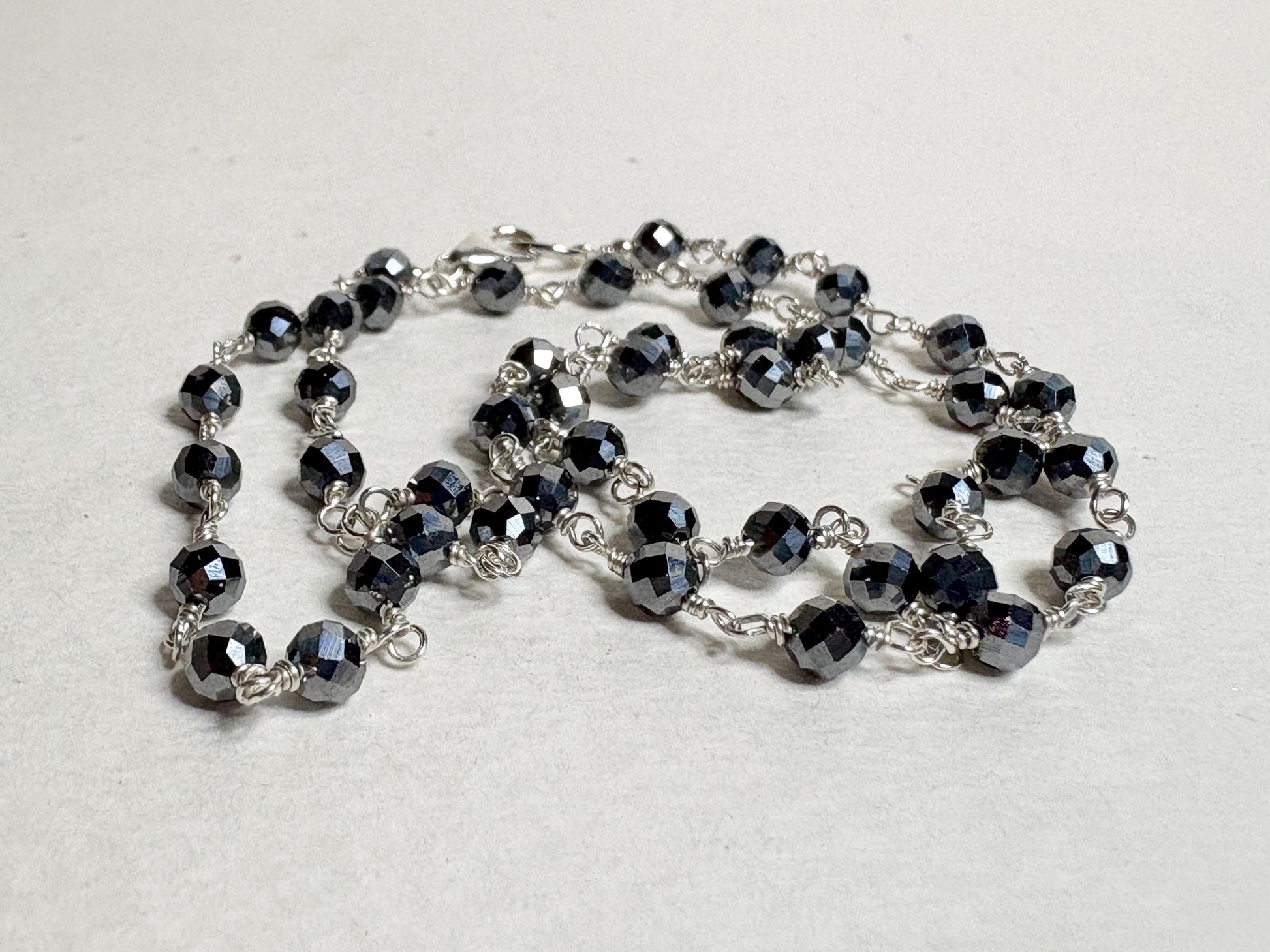 Terahertz Sterling Silver 4mm Faceted Beaded Necklace 18" - NewLifeJewelryVault