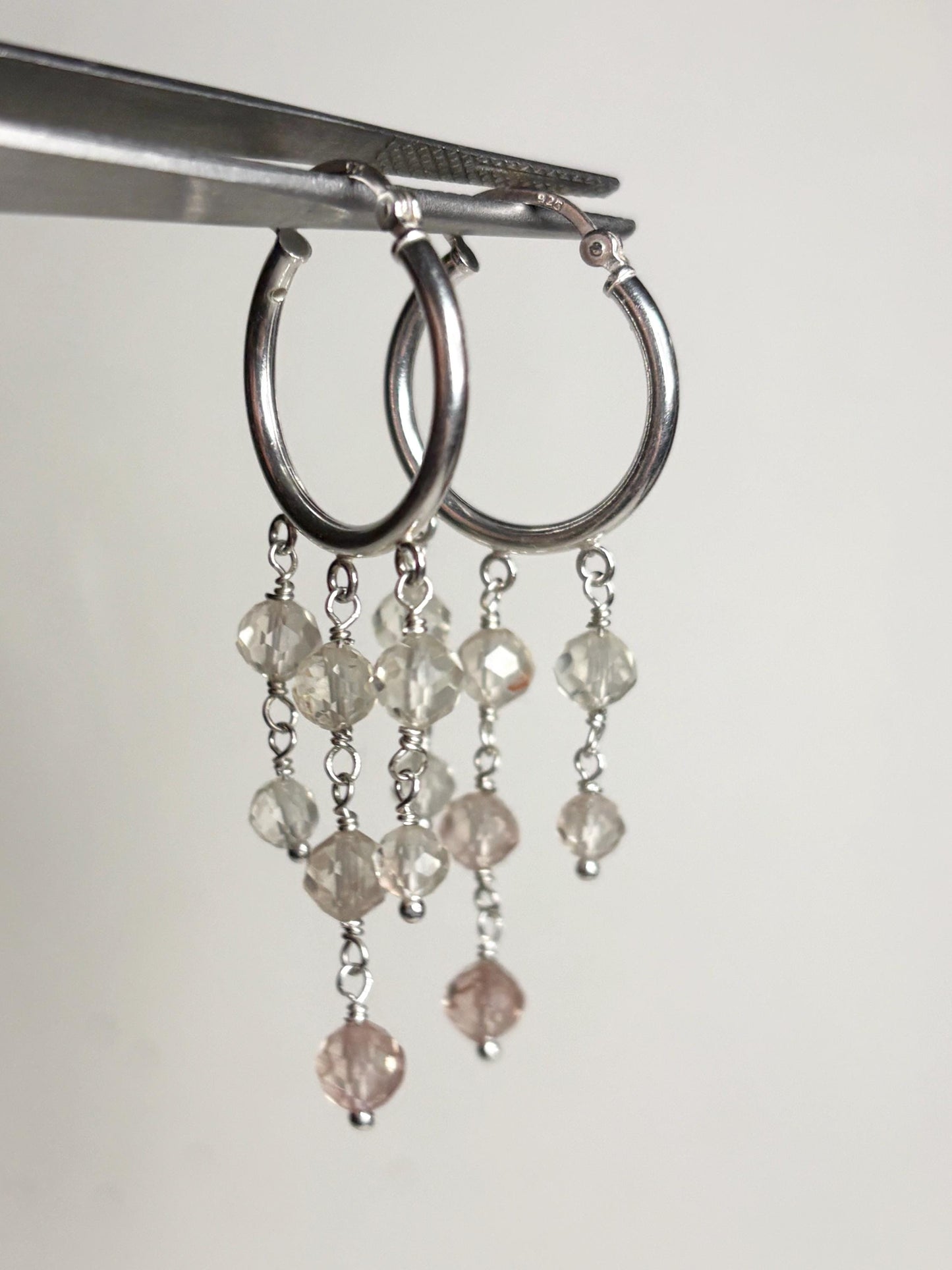 Ombre Oregon Sunstone Beaded Dangle Drop Hoop Earrings in Sterling silver 9.81ctw - NewLifeJewelryVault