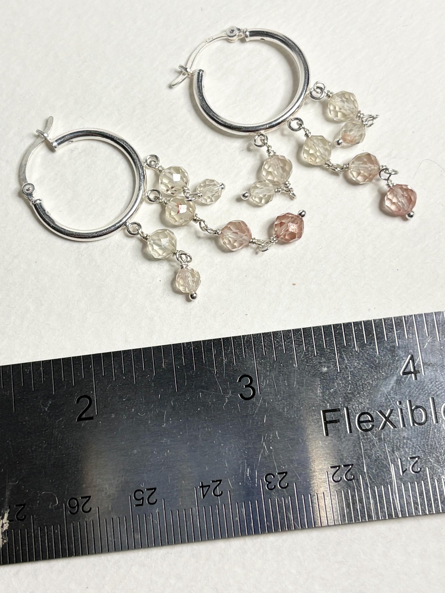 Ombre Oregon Sunstone Beaded Dangle Drop Hoop Earrings in Sterling silver 9.81ctw - NewLifeJewelryVault