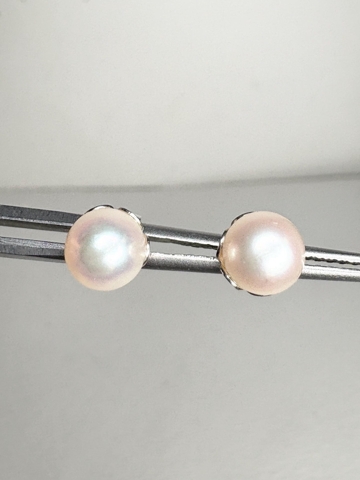 Akoya Cultured Pearl Stud Earrings 6.85mm - NewLifeJewelryVault