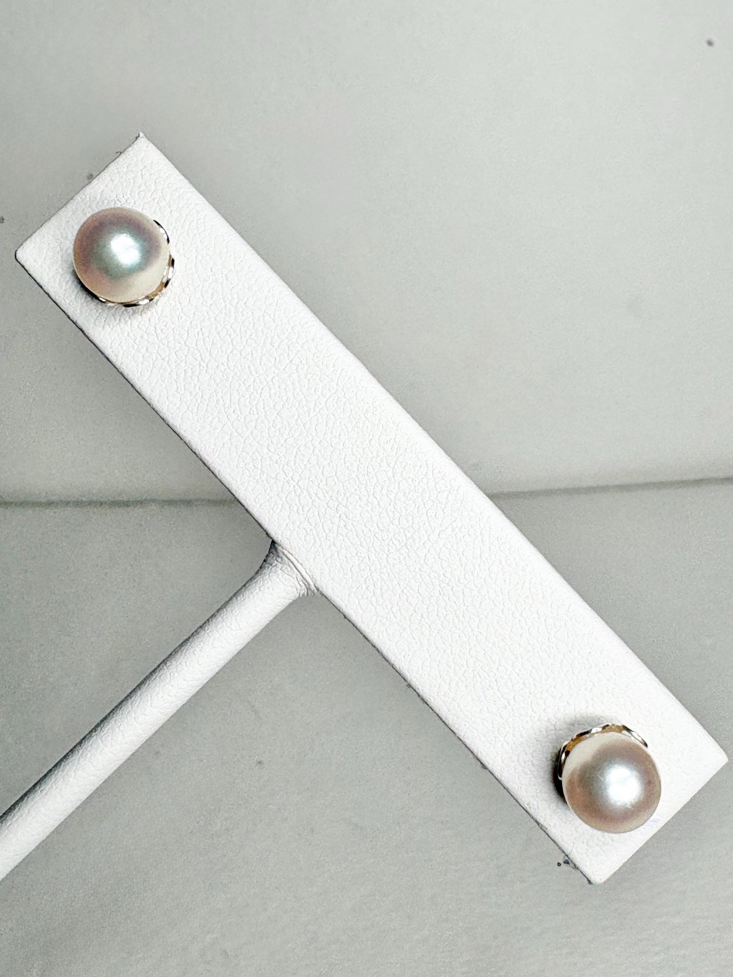 Akoya Cultured Pearl Stud Earrings 6.85mm - NewLifeJewelryVault