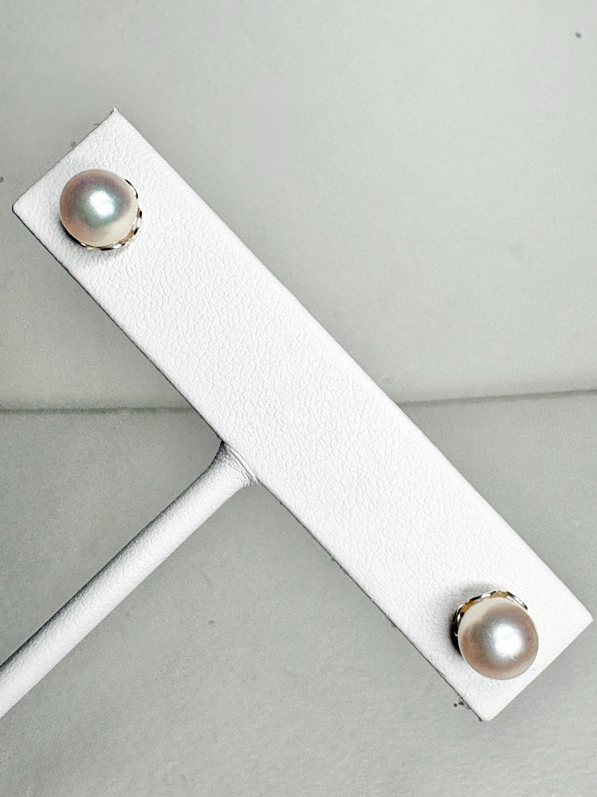 Akoya Cultured Pearl Stud Earrings 6.85mm - NewLifeJewelryVault