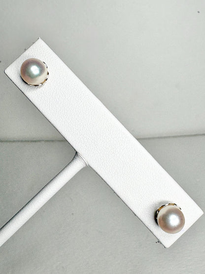 Akoya Cultured Pearl Stud Earrings 6.85mm - NewLifeJewelryVault