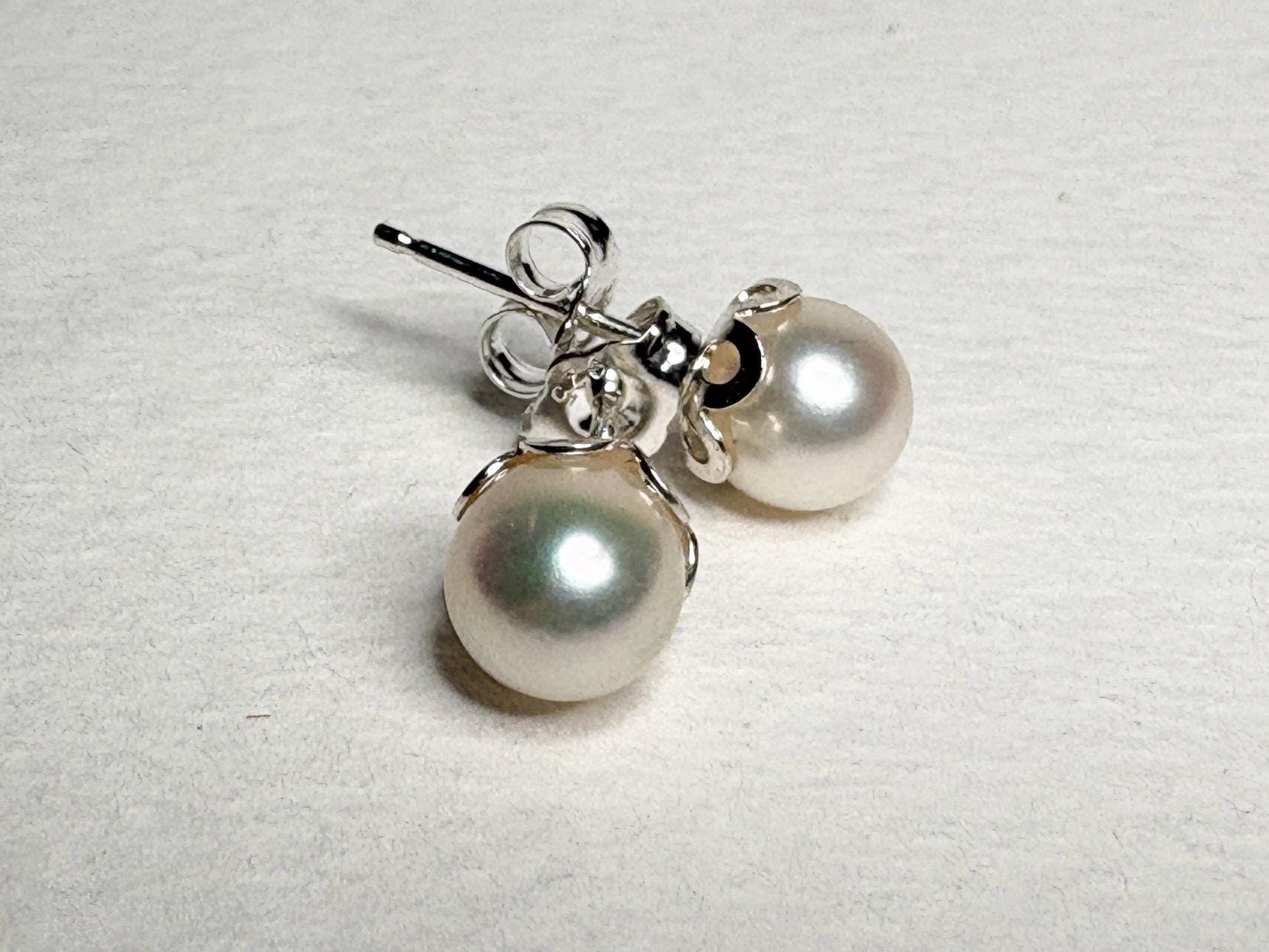 Akoya Cultured Pearl Stud Earrings 6.85mm - NewLifeJewelryVault
