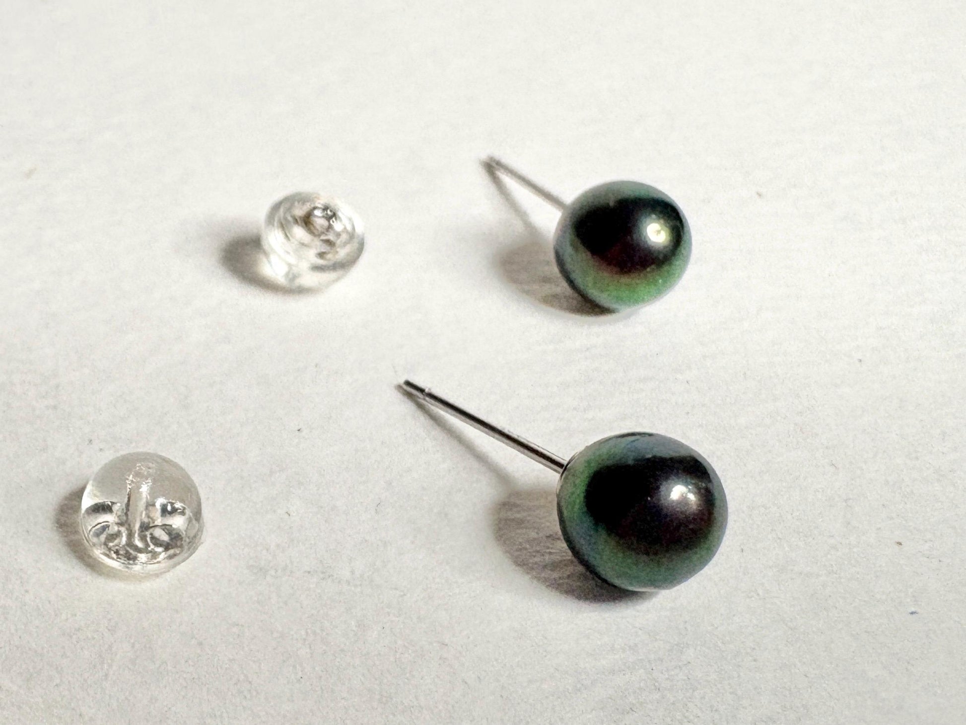 Black Akoya Cultured Pearl Stud Earrings 6.8mm - NewLifeJewelryVault