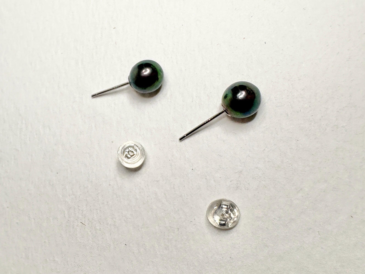 Black Akoya Cultured Pearl Stud Earrings 6.8mm - NewLifeJewelryVault