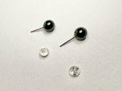 Black Akoya Cultured Pearl Stud Earrings 6.8mm - NewLifeJewelryVault