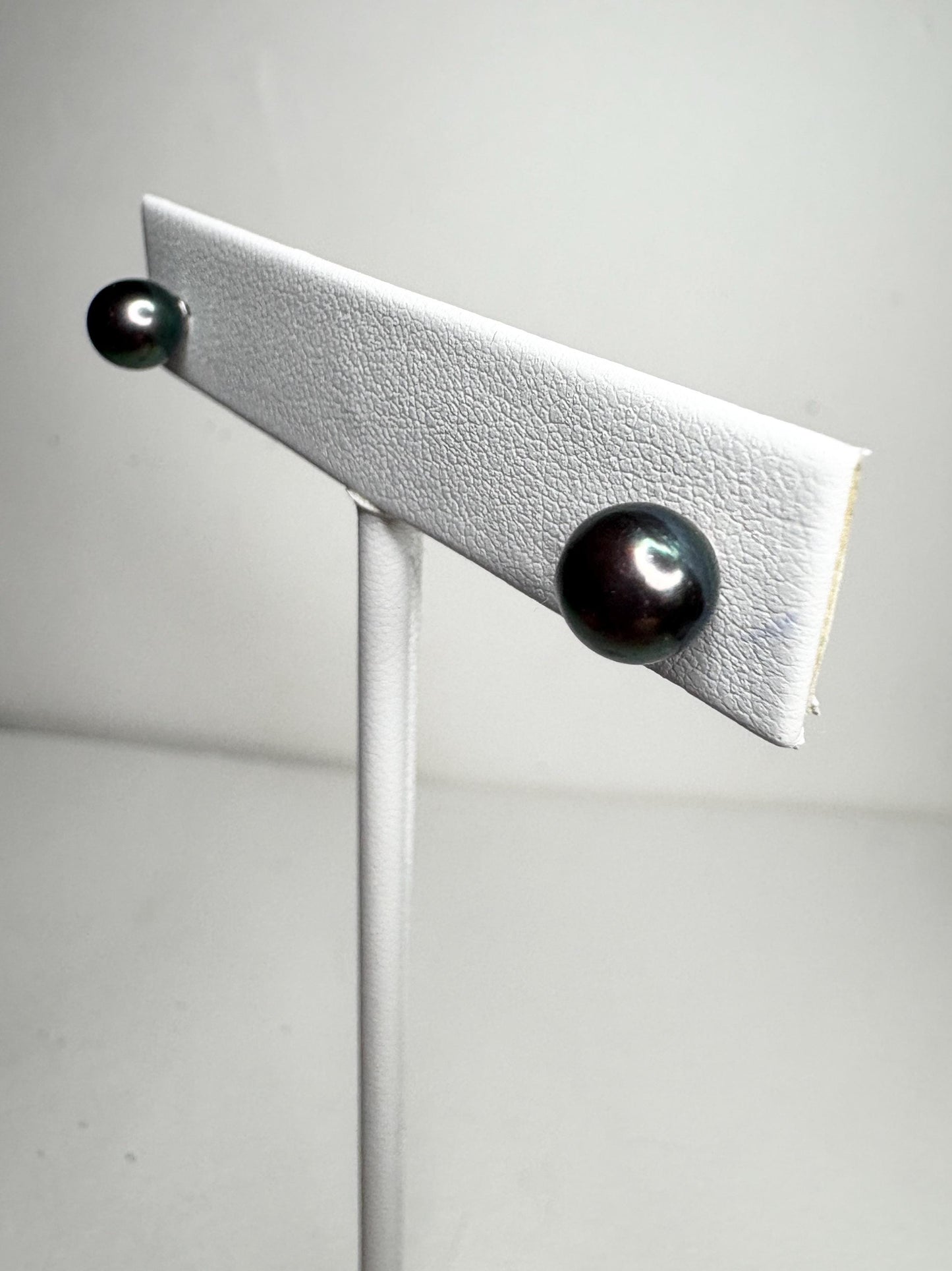 Black Akoya Cultured Pearl Stud Earrings 6.8mm - NewLifeJewelryVault