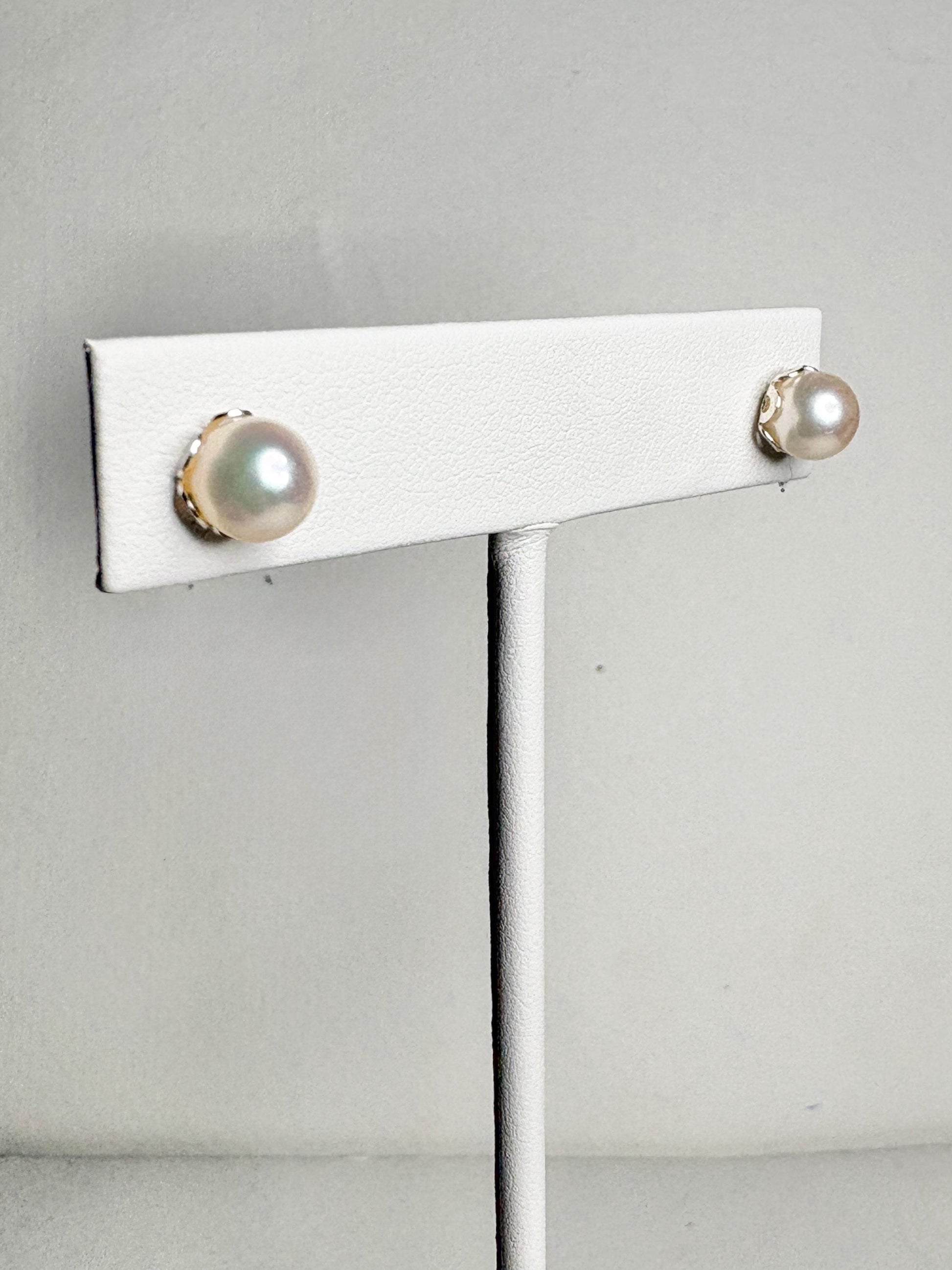Akoya Cultured Pearl Stud Earrings 6.85mm - NewLifeJewelryVault