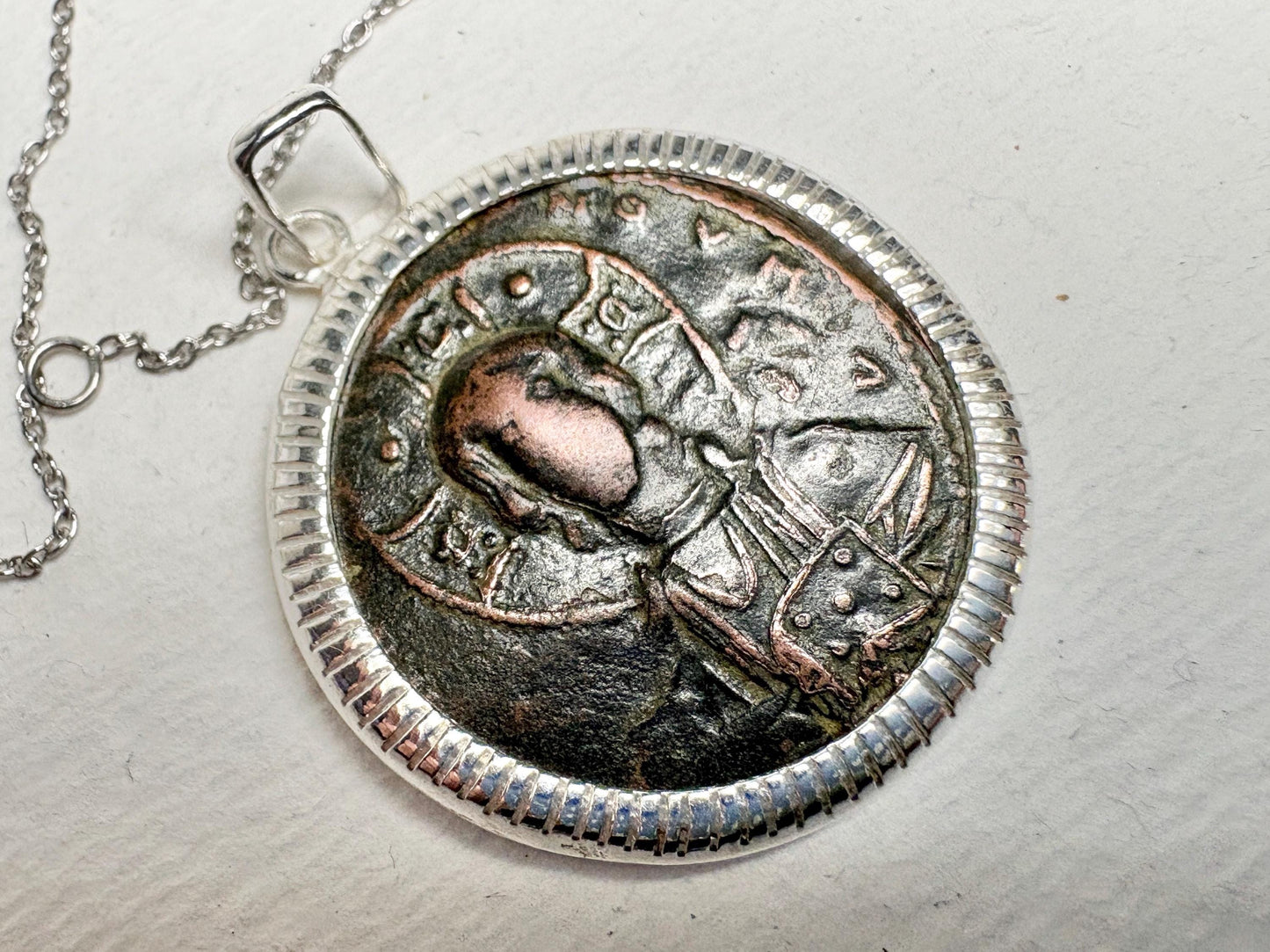 Ancient Follis Anonymous Byzantine Bronze Coin of Christ in Sterling Silver 20" - NewLifeJewelryVault