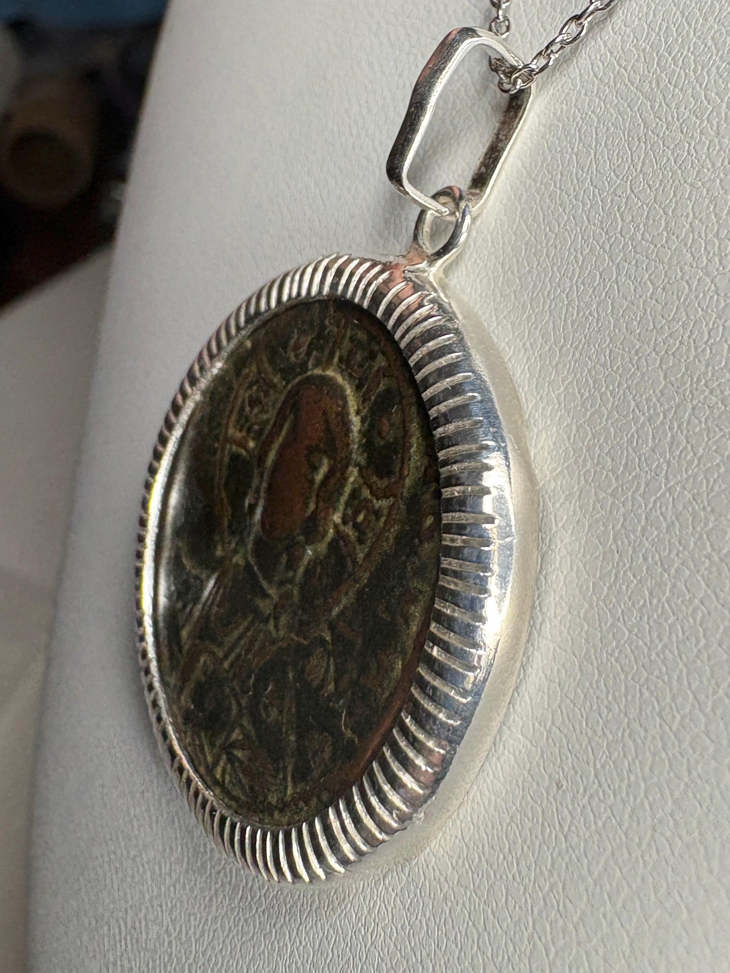 Ancient Follis Anonymous Byzantine Bronze Coin of Christ in Sterling Silver 20" - NewLifeJewelryVault