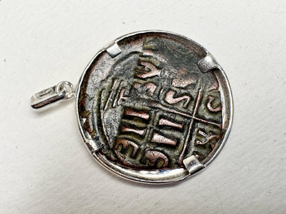 Ancient Follis Anonymous Byzantine Bronze Coin of Christ in Sterling Silver 20" - NewLifeJewelryVault