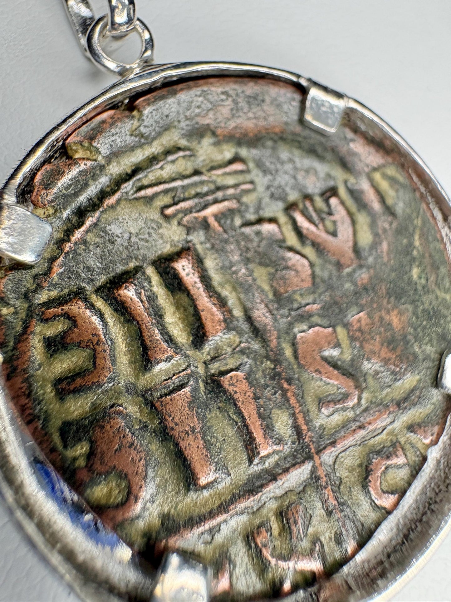 Ancient Follis Anonymous Byzantine Bronze Coin of Christ in Sterling Silver 20" - NewLifeJewelryVault