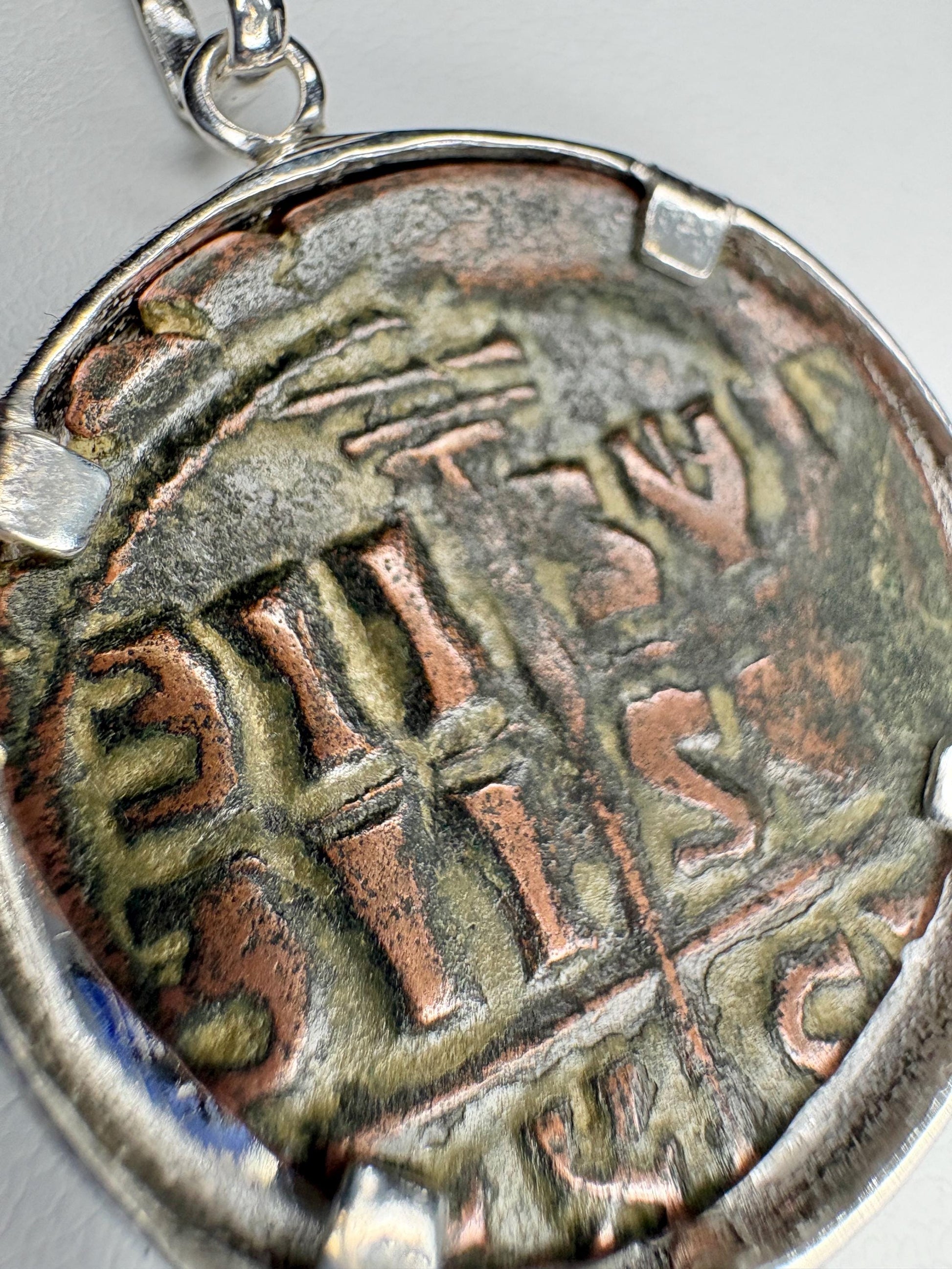 Ancient Follis Anonymous Byzantine Bronze Coin of Christ in Sterling Silver 20" - NewLifeJewelryVault