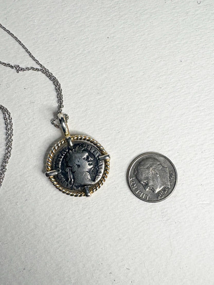 Ancient Roman Demitian Silver Denarius Pendant Necklace Sterling Silver 20" - NewLifeJewelryVault
