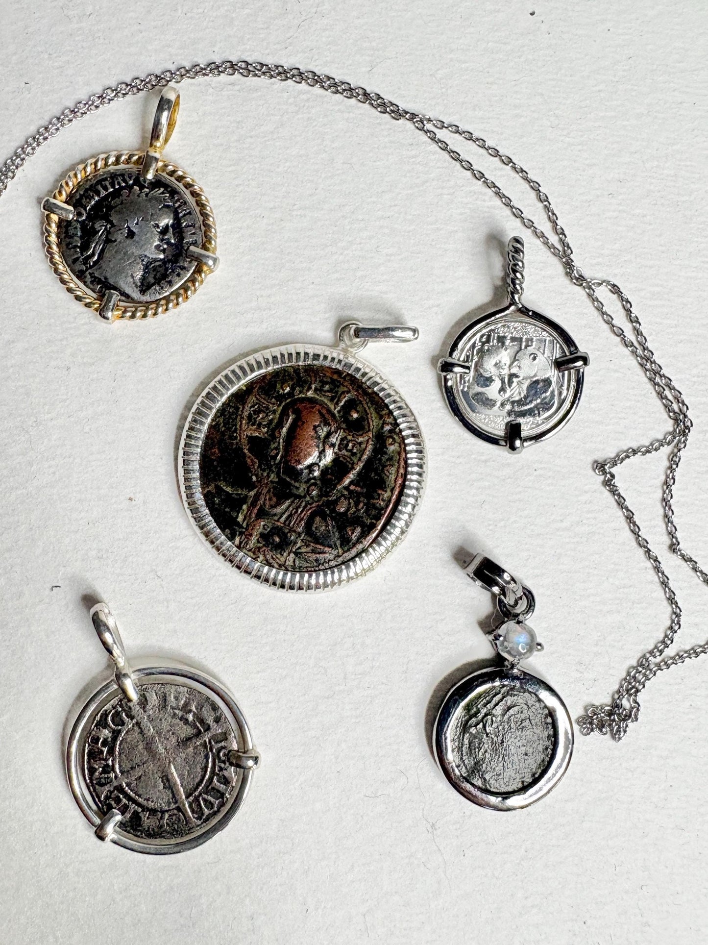 Ancient Roman Demitian Silver Denarius Pendant Necklace Sterling Silver 20" - NewLifeJewelryVault