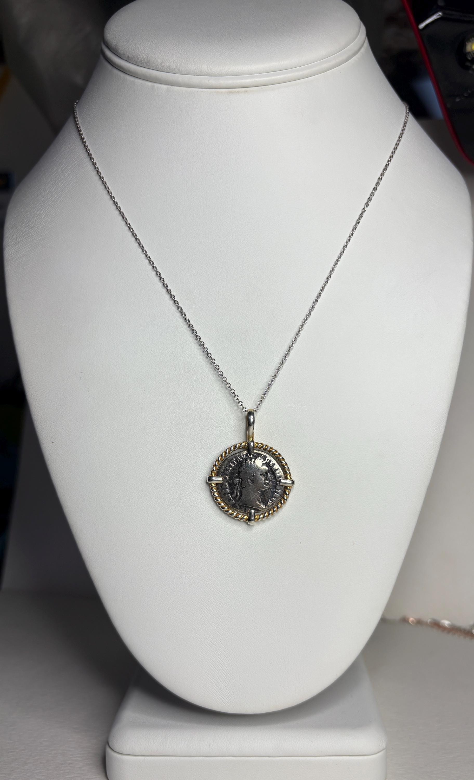 Ancient Roman Demitian Silver Denarius Pendant Necklace Sterling Silver 20" - NewLifeJewelryVault