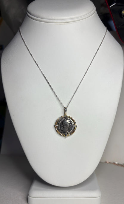 Ancient Roman Demitian Silver Denarius Pendant Necklace Sterling Silver 20" - NewLifeJewelryVault