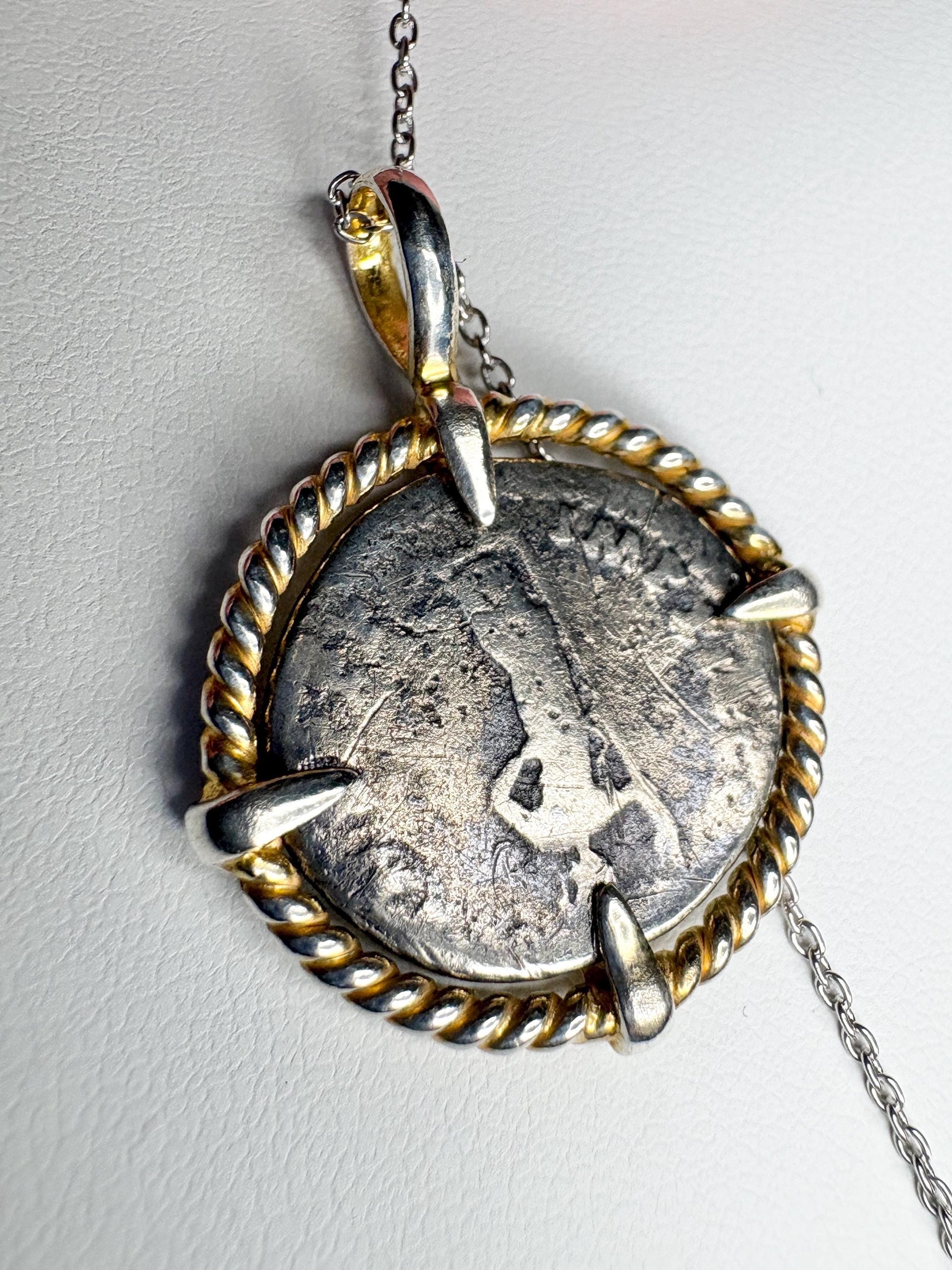 Ancient Roman Demitian Silver Denarius Pendant Necklace Sterling Silver 20" - NewLifeJewelryVault