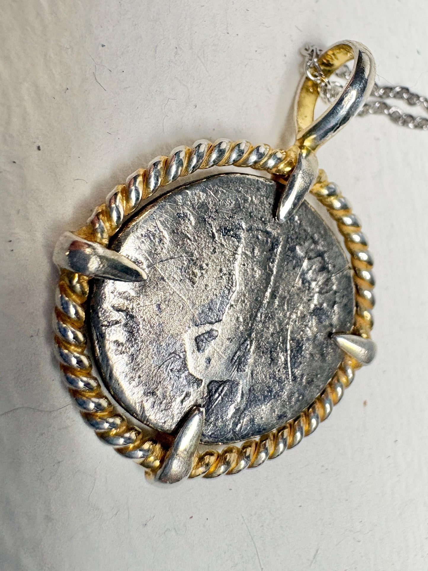 Ancient Roman Demitian Silver Denarius Pendant Necklace Sterling Silver 20" - NewLifeJewelryVault