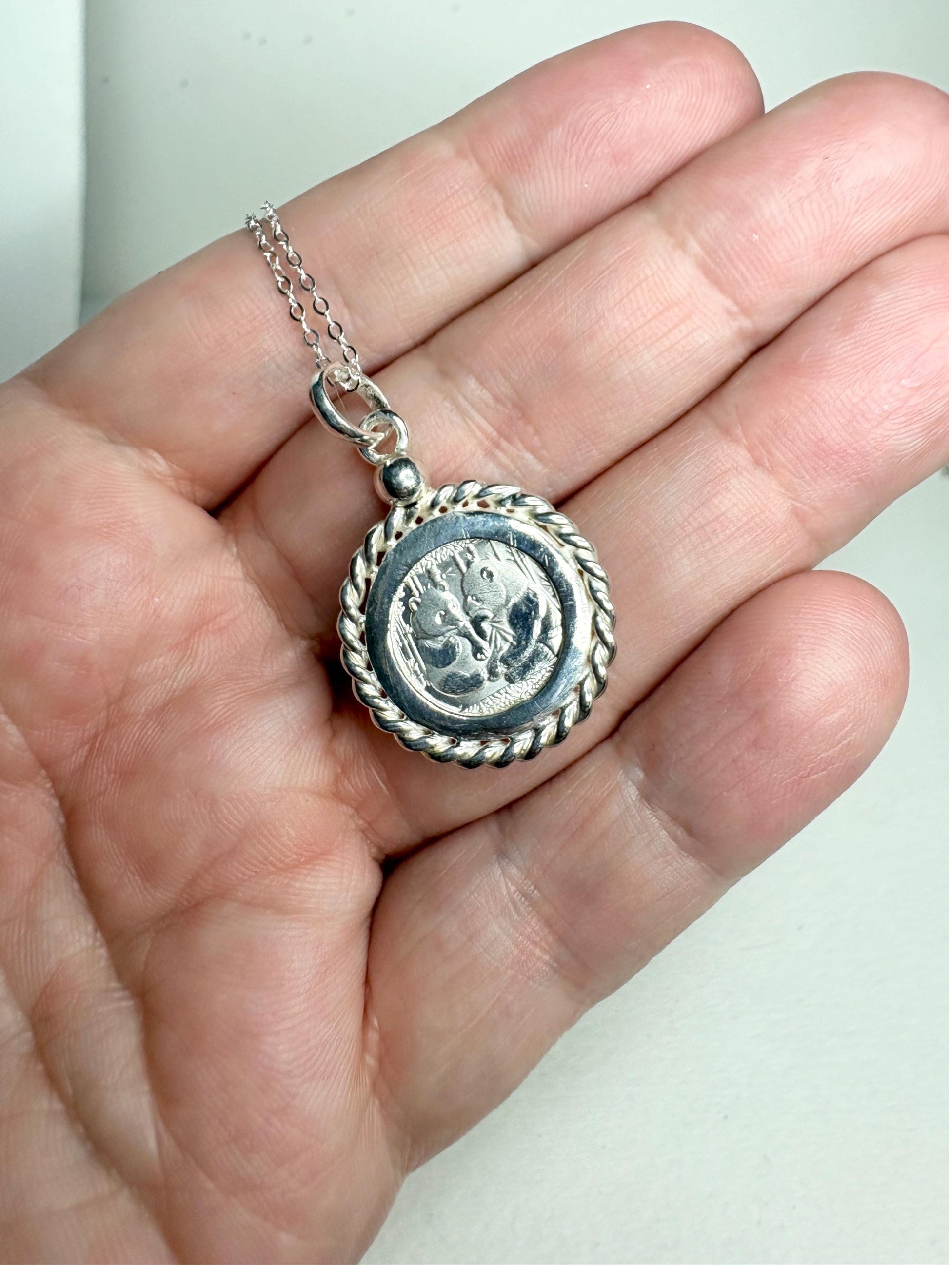Panda Coin Bullion 999 Fine Silver Rope Pendant Necklace in Sterling Silver 18" - NewLifeJewelryVault