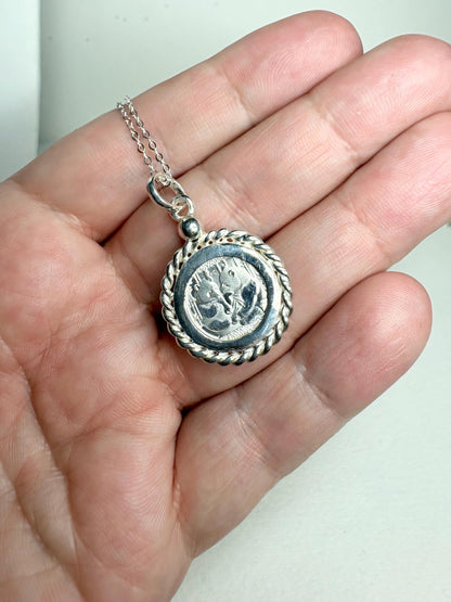 Panda Coin Bullion 999 Fine Silver Rope Pendant Necklace in Sterling Silver 18" - NewLifeJewelryVault