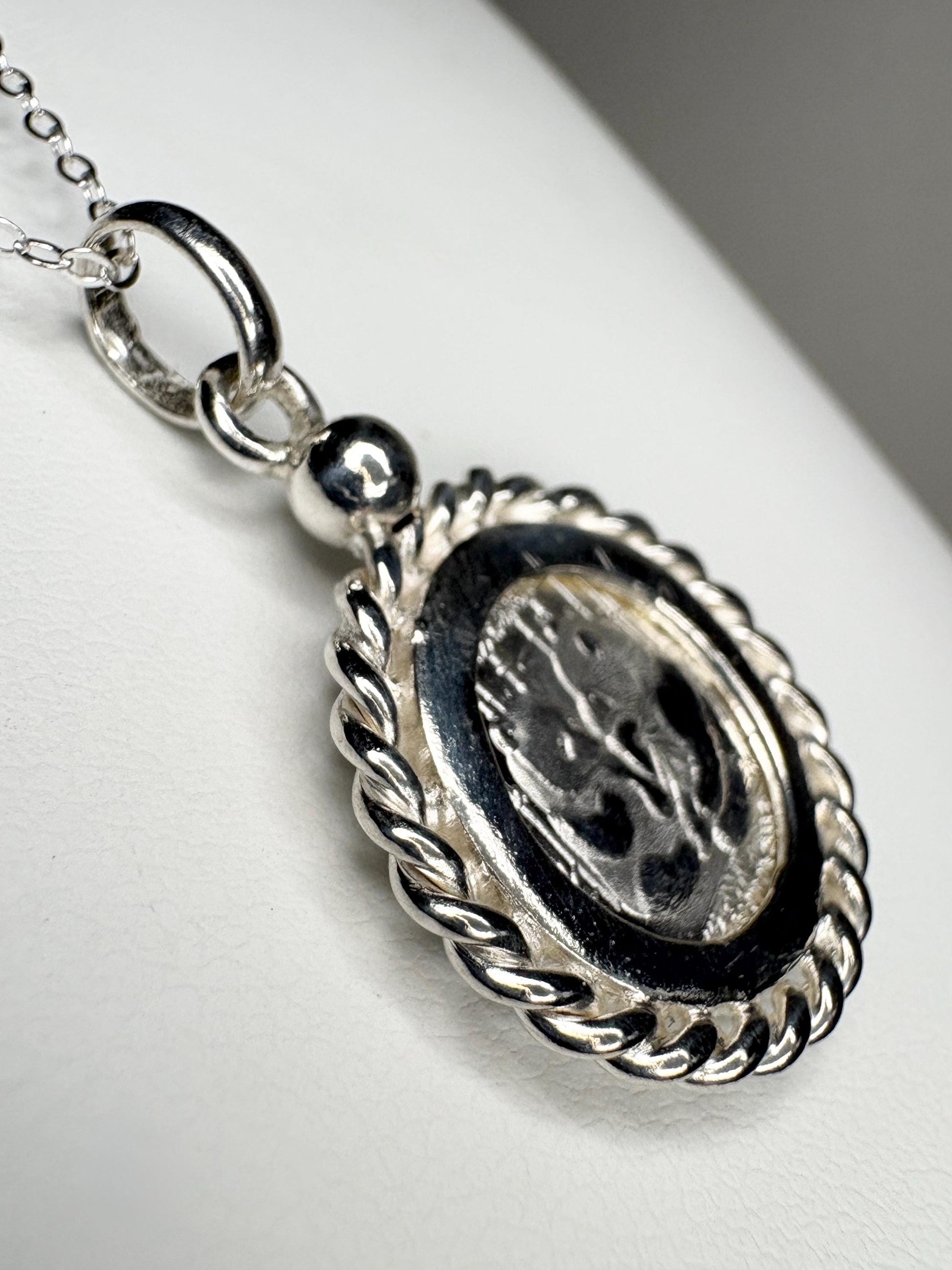 Panda Coin Bullion 999 Fine Silver Rope Pendant Necklace in Sterling Silver 18" - NewLifeJewelryVault