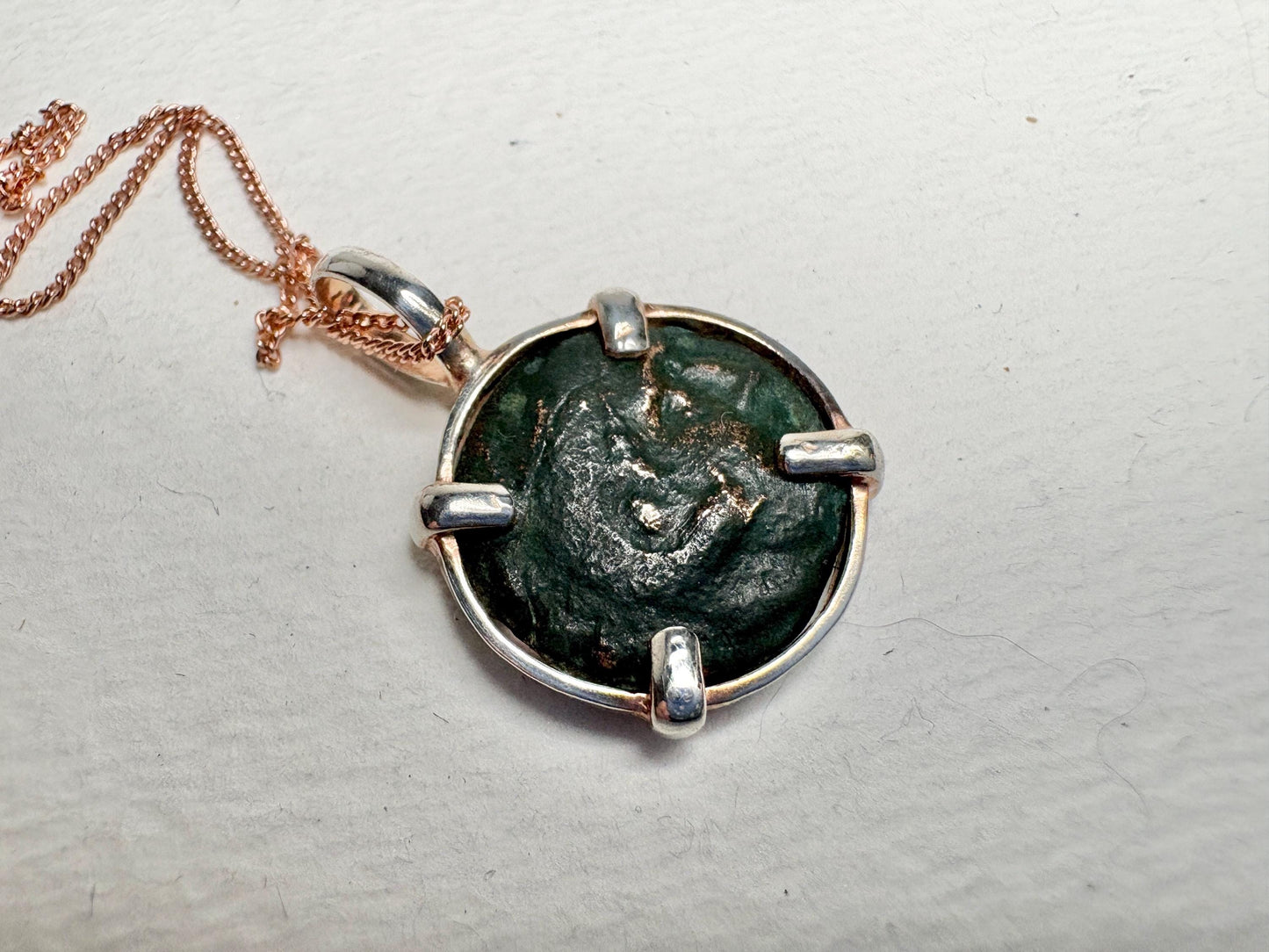 Ancient Greek Macedonia Bronze Coin Philip II Pendant Necklace in Sterling Silver Rose Gold Adjustable 24-26" - NewLifeJewelryVault