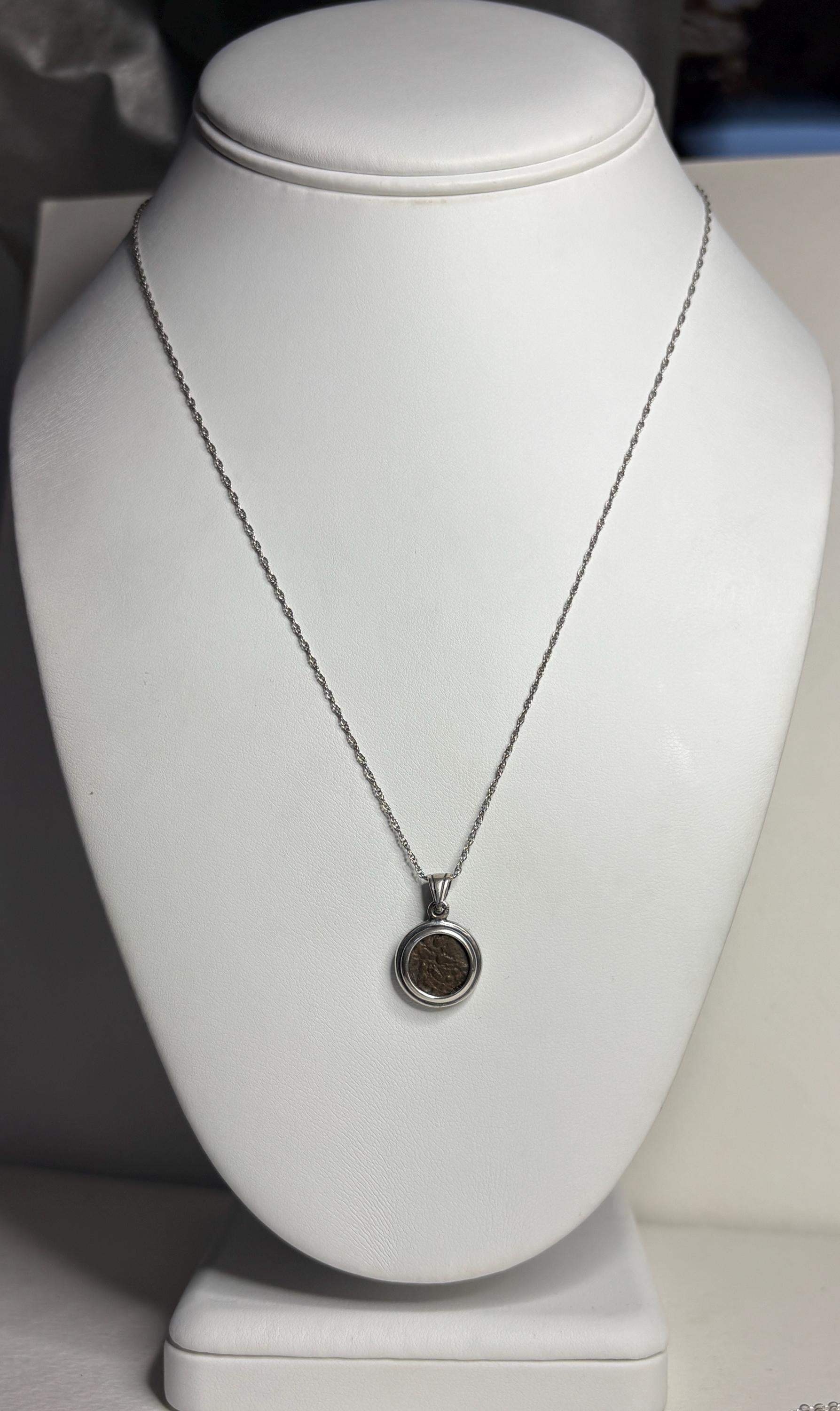 Widow's Mite Bezel Coin Pendant Necklace Sterling Silver 18" - NewLifeJewelryVault