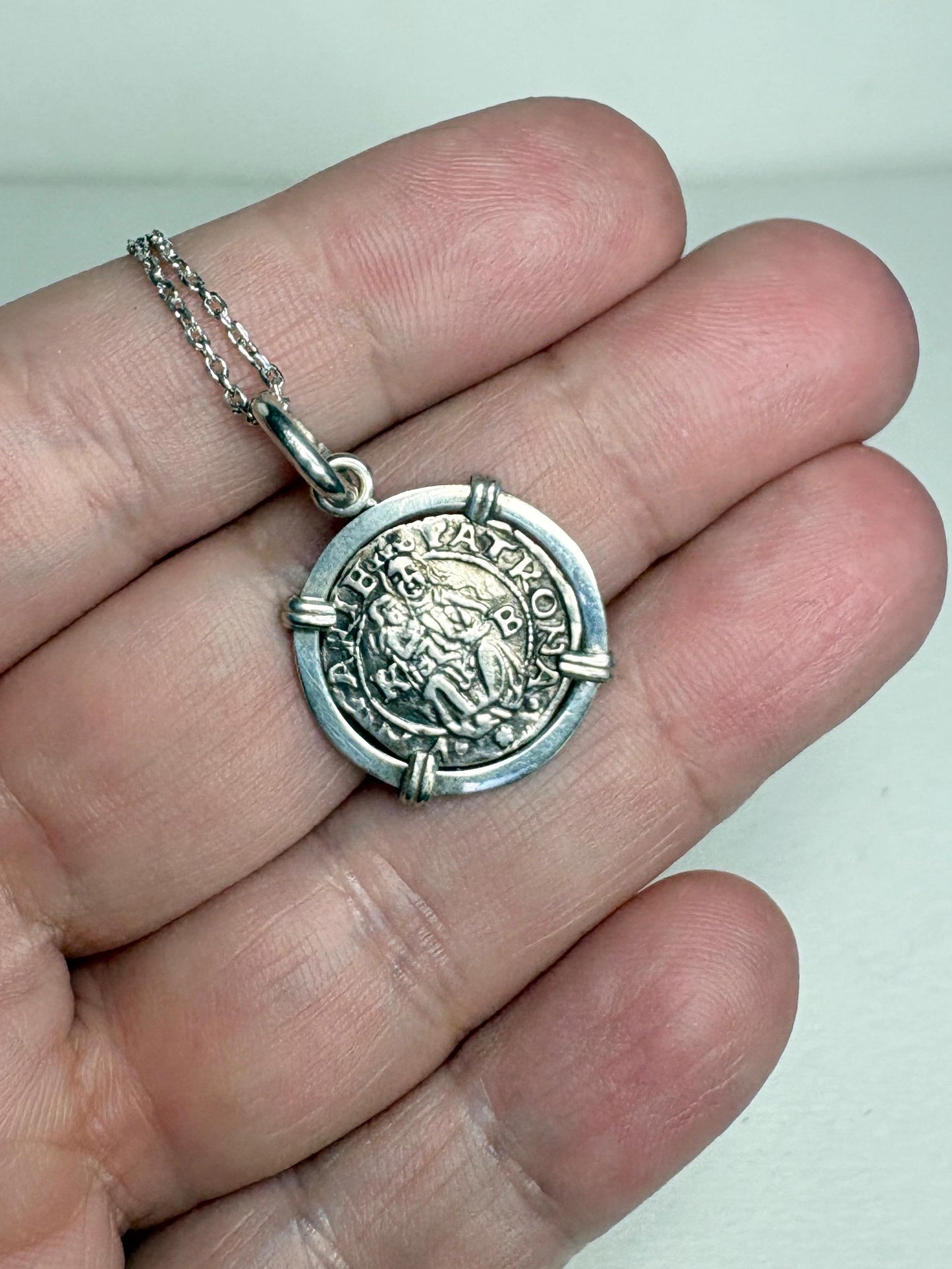 Hungarian Silver Denar Coin 1563 of Mary and Jesus Pendant Necklace with COA in Sterling Silver 20" - NewLifeJewelryVault