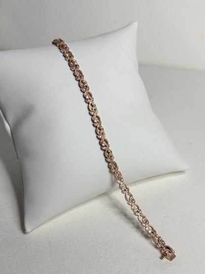 Shane Co Floral Vine Diamond Tennis Bracelet in Solid 14k Rose Gold 7.5" - NewLifeJewelryVault