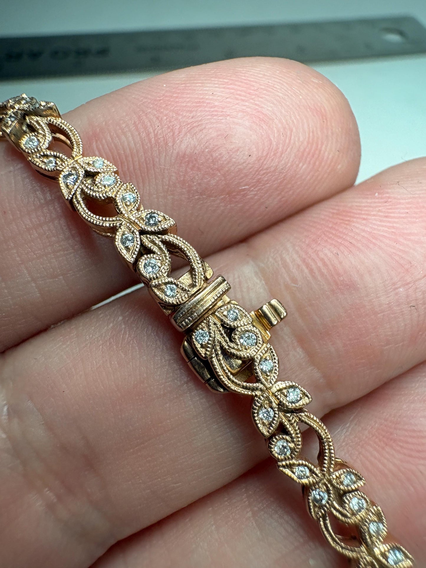 Shane Co Floral Vine Diamond Tennis Bracelet in Solid 14k Rose Gold 7.5" - NewLifeJewelryVault