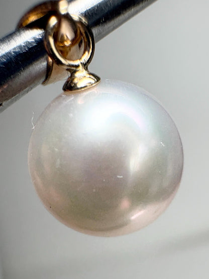 Hanadama Japanese Cultured Akoya Pearl 8.6mm Pendant Necklace Solid 14k Gold Figero 18" - NewLifeJewelryVault