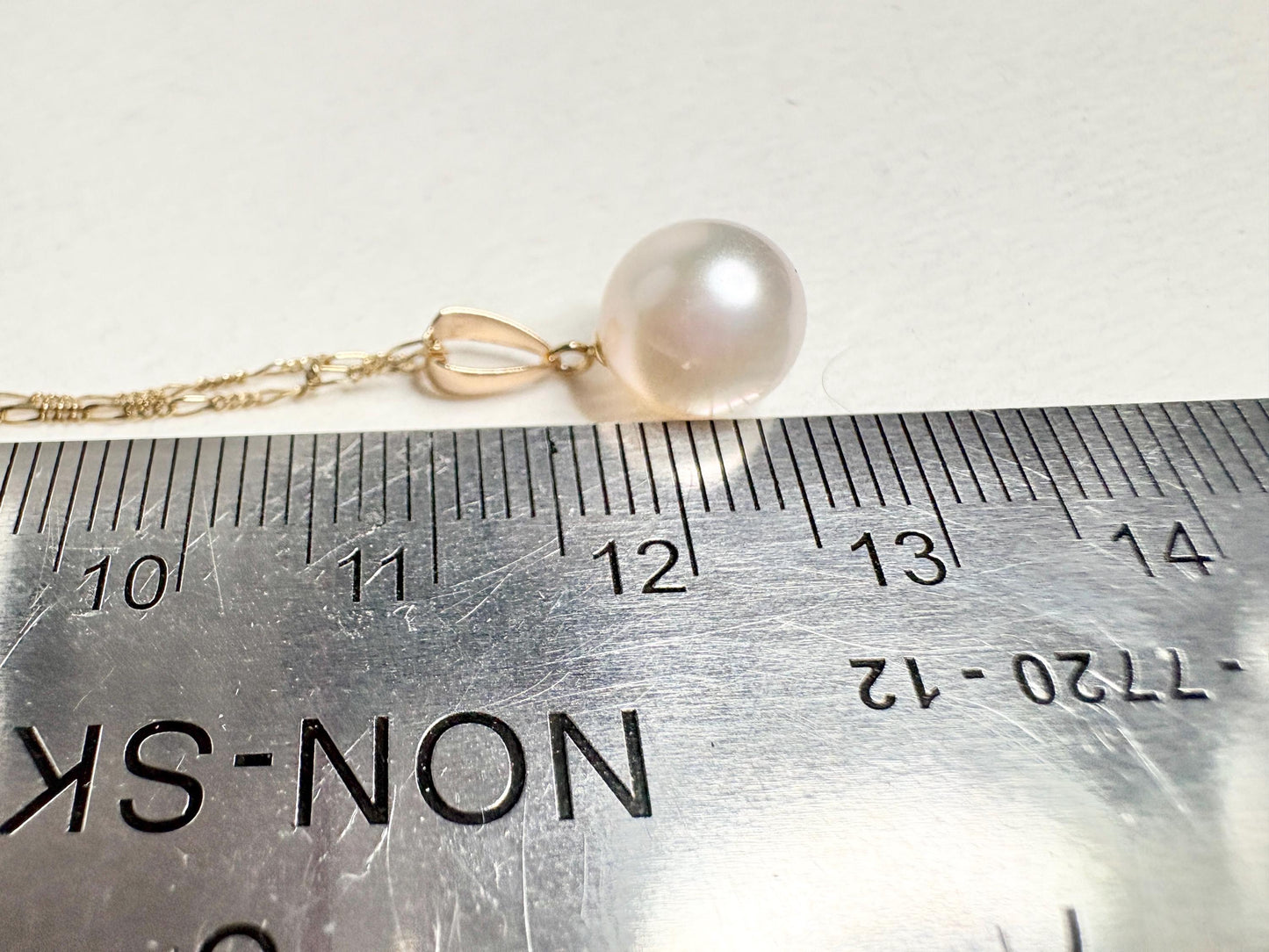 Hanadama Japanese Cultured Akoya Pearl 8.6mm Pendant Necklace Solid 14k Gold Figero 18" - NewLifeJewelryVault