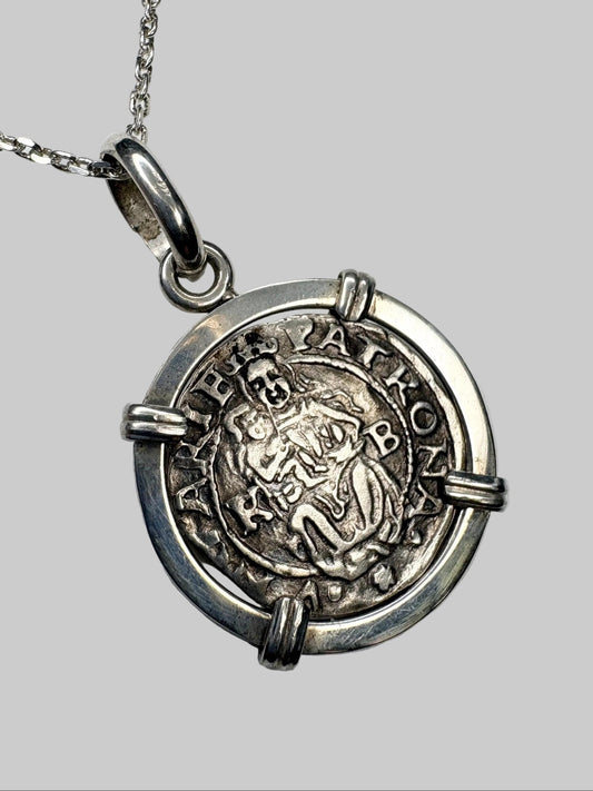 Hungarian Silver Denar Coin 1563 of Mary and Jesus Pendant Necklace with COA in Sterling Silver 20" - NewLifeJewelryVault