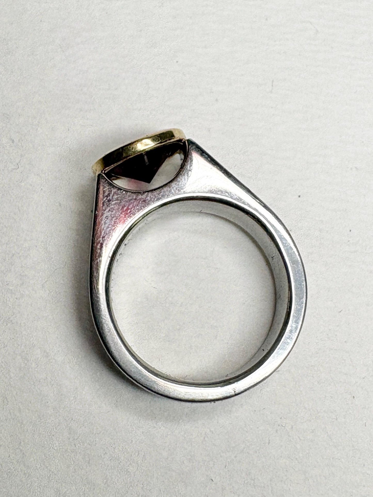 Stunning Rhodolite Garnet Bezel Set Ring Solid 18k and Metal 7.1g size 5.25 - NewLifeJewelryVault