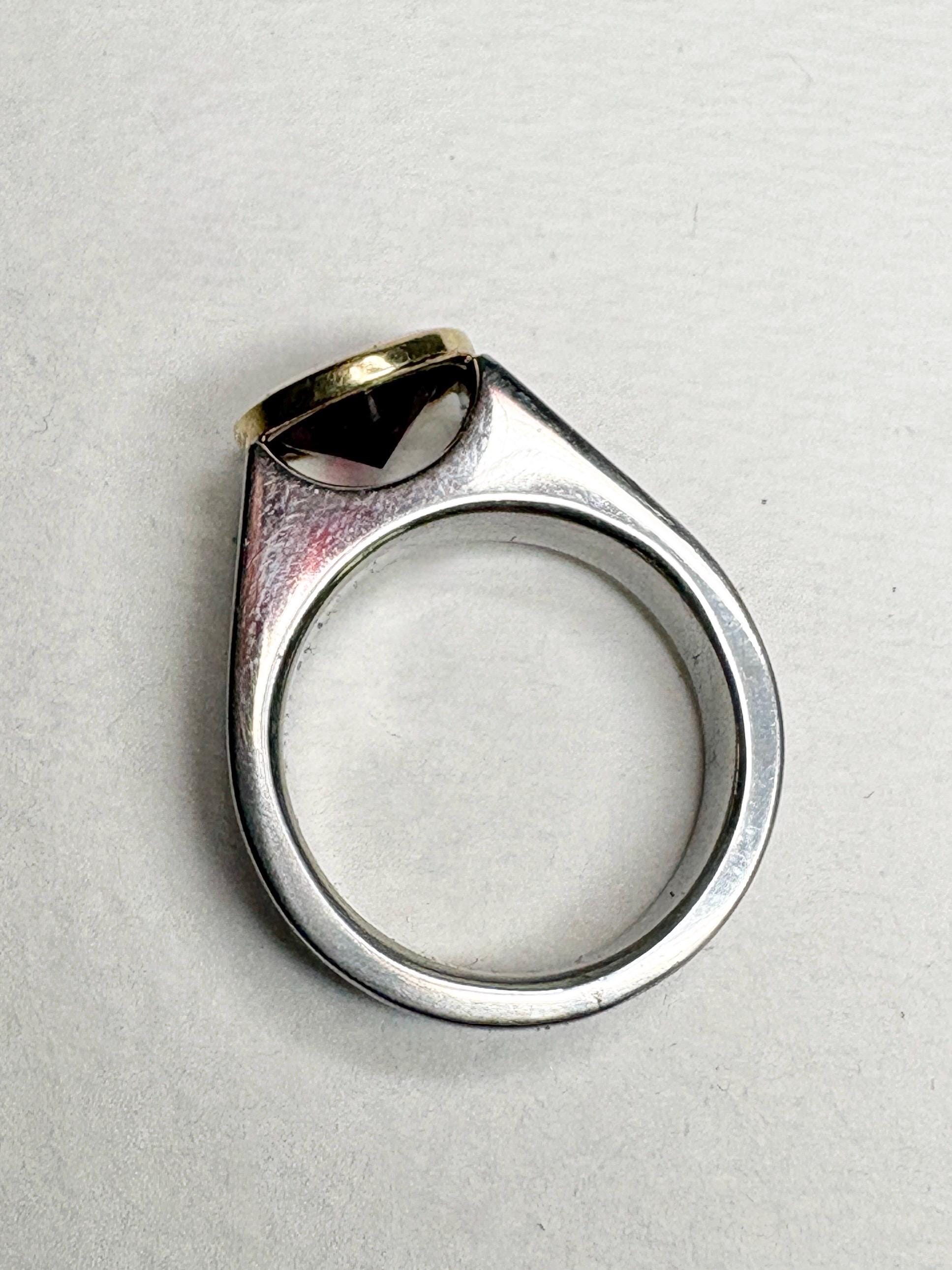 Stunning Rhodolite Garnet Bezel Set Ring Solid 18k and Metal 7.1g size 5.25 - NewLifeJewelryVault