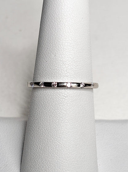 Diamond Accented Stackable Band Ring Solid 10k White Gold .12ctw size 7 - NewLifeJewelryVault