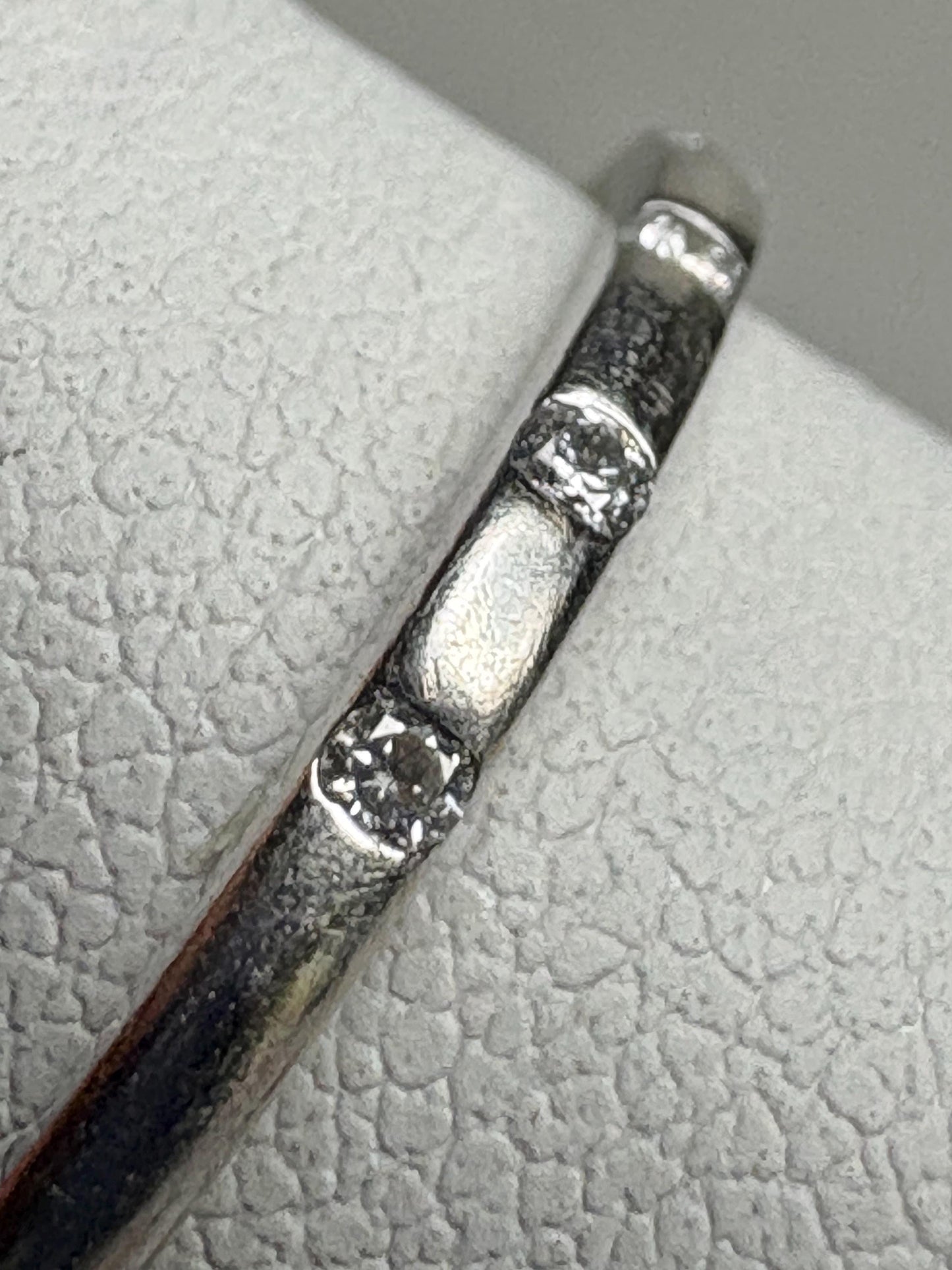 Diamond Accented Stackable Band Ring Solid 10k White Gold .12ctw size 7 - NewLifeJewelryVault